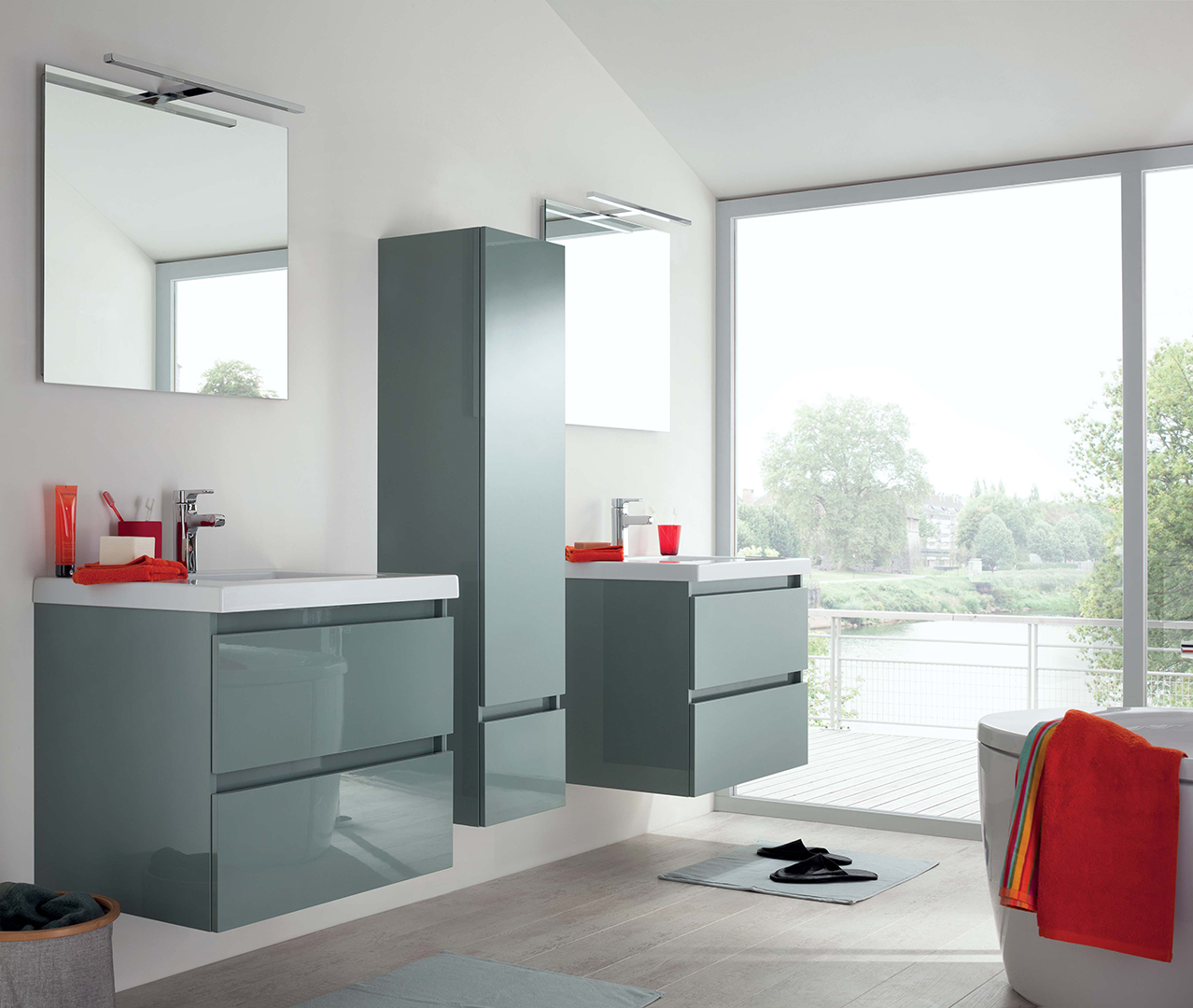 Box Range Bathroom Side Unit Mirrored Cabinet Sanijura